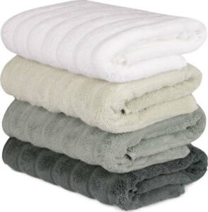 Sada 4 zeleno-bílých bavlněných ručníků Sofia