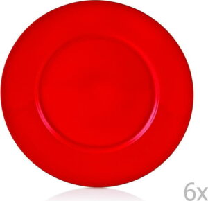 Sada 6 červených porcelánových talířů Efrasia Noble Life