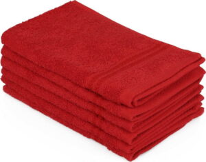 Sada 6 červených ručníků do koupelny