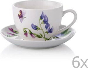 Sada 6 porcelánových hrnků na čaj s podšálky Rodianos Noble Life