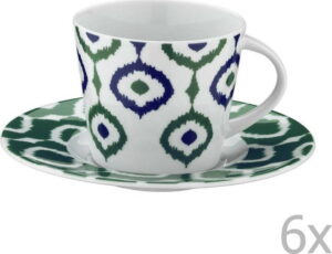 Sada 6 porcelánových hrnků na čaj s podšálky Tatiana Kütahya Porselen