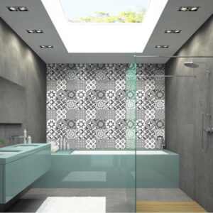 Sada 9 nástěnných samolepek Ambiance Wall Decal Tiles Azulejos Shades of Gray Sotchi