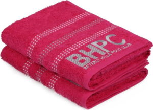 Sada dvou ručníků v barvě fuchsia Beverly Hills Polo Club Stripes
