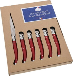 Set 6 červených nožů Jean Dubost A La Francaise Jean Dubost