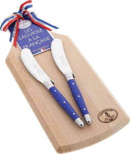 Snídaňový set prkénka a 2 modrých nožů na roztírání másla Jean Dubost Jean Dubost