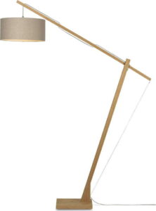 Stojací lampa s béžovým stínidlem a konstrukcí z bambusu Good&Mojo Montblanc Good&Mojo