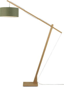 Stojací lampa s tmavě zeleným stínidlem a konstrukcí z bambusu Good&Mojo Montblanc Good&Mojo