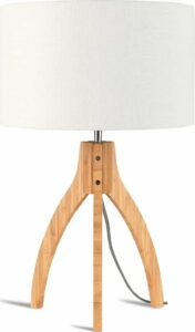 Stolní lampa s bílým stínidlem a konstrukcí z bambusu Good&Mojo Annapurna Good&Mojo