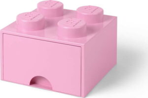 Světle růžový úložný box čtverec LEGO® LEGO
