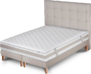 Světle šedá postel s matrací a dvojitým boxspringem Stella Cadente Maison Saturne Dahla