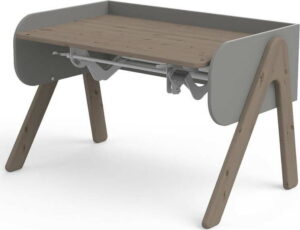 Tmavě hnědo-šedý psací stůl z borovicového dřeva s nastavitelnou výškou Flexa Woody Flexa