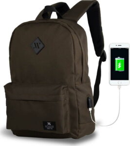 Tmavě hnědý batoh s USB portem My Valice SPECTA Smart Bag Myvalice
