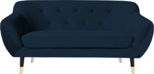 Tmavě modrá dvoumístná pohovka s černými nohami Mazzini Sofas Amelie Mazzini Sofas