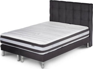Tmavě šedá postel s matrací a dvojitým boxspringem Stella Cadente Maison Mars Saches