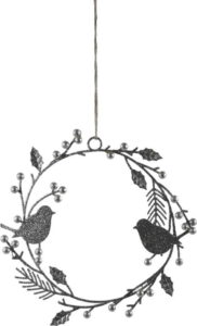 Závěsný dekorativní věnec s ptáčky ve stříbrné barvě Ego Dekor Ego Dekor