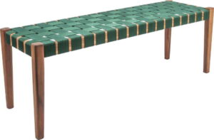 Zelená lavice z akáciového dřeva s nylonovým potahem Leitmotiv Weave Leitmotiv