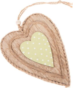 Zelené dřevěné dekorativní závěsné srdce Dakls Green Heart Dakls