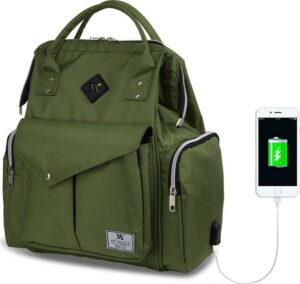 Zelený batoh pro maminky s USB portem My Valice HAPPY MOM Baby Care Backpack Myvalice