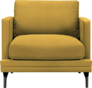 Žluté křeslo s podnožím v černé barvě Windsor & Co Sofas Jupiter Windsor & Co Sofas