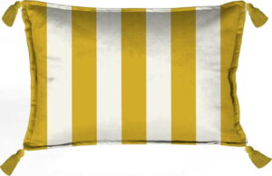 Žluto-bílý dekorativní povlak na polštář Velvet Atelier Strips
