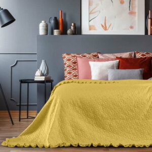 Žlutý přehoz přes postel AmeliaHome Tilia
