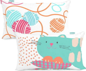 Bavlněný oboustranný povlak na polštář Moshi Moshi Cat & Mouse