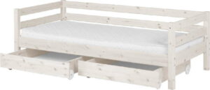 Bílá dětská postel z borovicového dřeva s 2 zásuvkami Flexa Classic