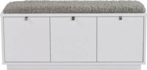 Bílá lavice s úložným prostorem a s šedým sedákem Rowico Confetti