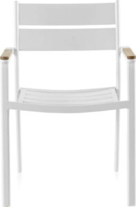 Bílá zahradní židle s týkovým dřevem Geese Giulia