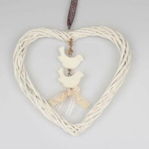 Bílá závěsná ratanová dekorace Dakls Heart Small Dakls