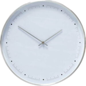 Bílé nástěnné hodiny s rámečkem ve stříbrné barvě Hübsch Ibtre