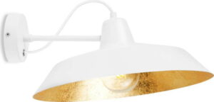 Bílé nástěnné svítidlo s detailem ve zlaté barvě Bulb Attack Cinco Basic Bulb Attack