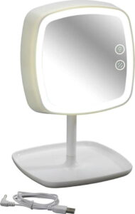 Bílé stolní zrcadlo a lampička s LED světlem Wenko OStia WENKO