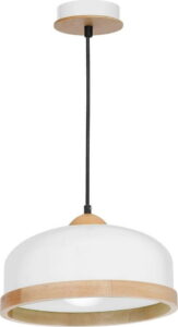 Bílé závěsné svítidlo s dřevěnými detaily Studio Uno Homemania