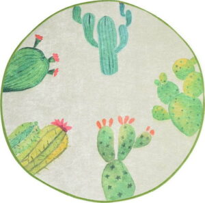 Bílo-zelená koupelnová předložka Tropica Cactus I
