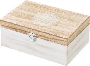 Bílý dřevěný úložný box Unimasa Treasure