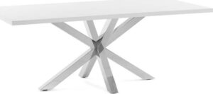 Bílý jídelní stůl s podnožím z nerezové oceli La Forma Arya