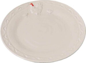 Bílý keramický talíř Antic Line Hen
