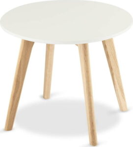 Bílý konferenční stolek s nohami z dubového dřeva Furnhouse Life