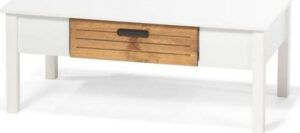 Bílý konferenční stolek z borovicového dřeva se šuplíkem loomi.design Ibiza loomi.design