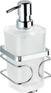 Bílý nástěnný dávkovač na mýdlo s držákem z nerezové oceli Wenko Premium WENKO