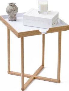 Bílý odkládací stolek z dubového dřeva Wireworks Damieh