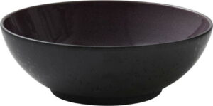 Černá kameninová salátová mísa s vnitřní glazurou ve fialové barvě Bitz Mensa