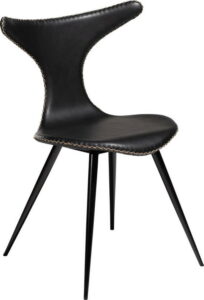 Černá kožená jídelní židle z eko kůže s černým kovovým podnožím DAN–FORM Denmark Dolphin ​​​​​DAN-FORM Denmark