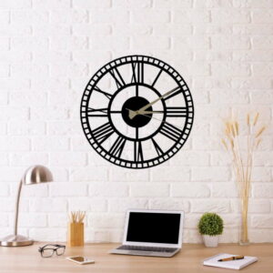 Černé nástěnné hodiny Roman Clock 2