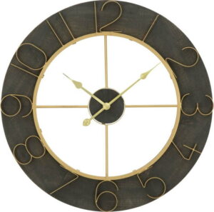 Černé nástěnné hodiny s detaily ve zlaté barvě Mauro Ferretti Norah