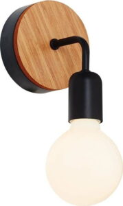 Černé nástěnné svítidlo s dřevěným detailem Homemania Valetta Homemania Decor