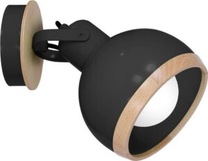 Černé nástěnné svítidlo s dřevěnými detaily Oval Homemania