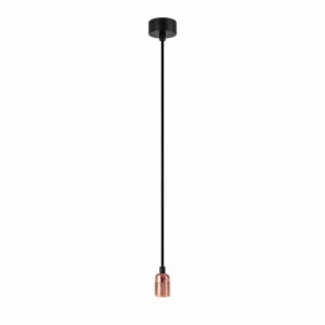 Černé zásvěsné svítidlo bez stínidla s objímkou v měděné barvě Bulb Attack Uno Bulb Attack