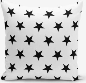 Černo-bílý povlak na polštář s příměsí bavlny Minimalist Cushion Covers Black Stars